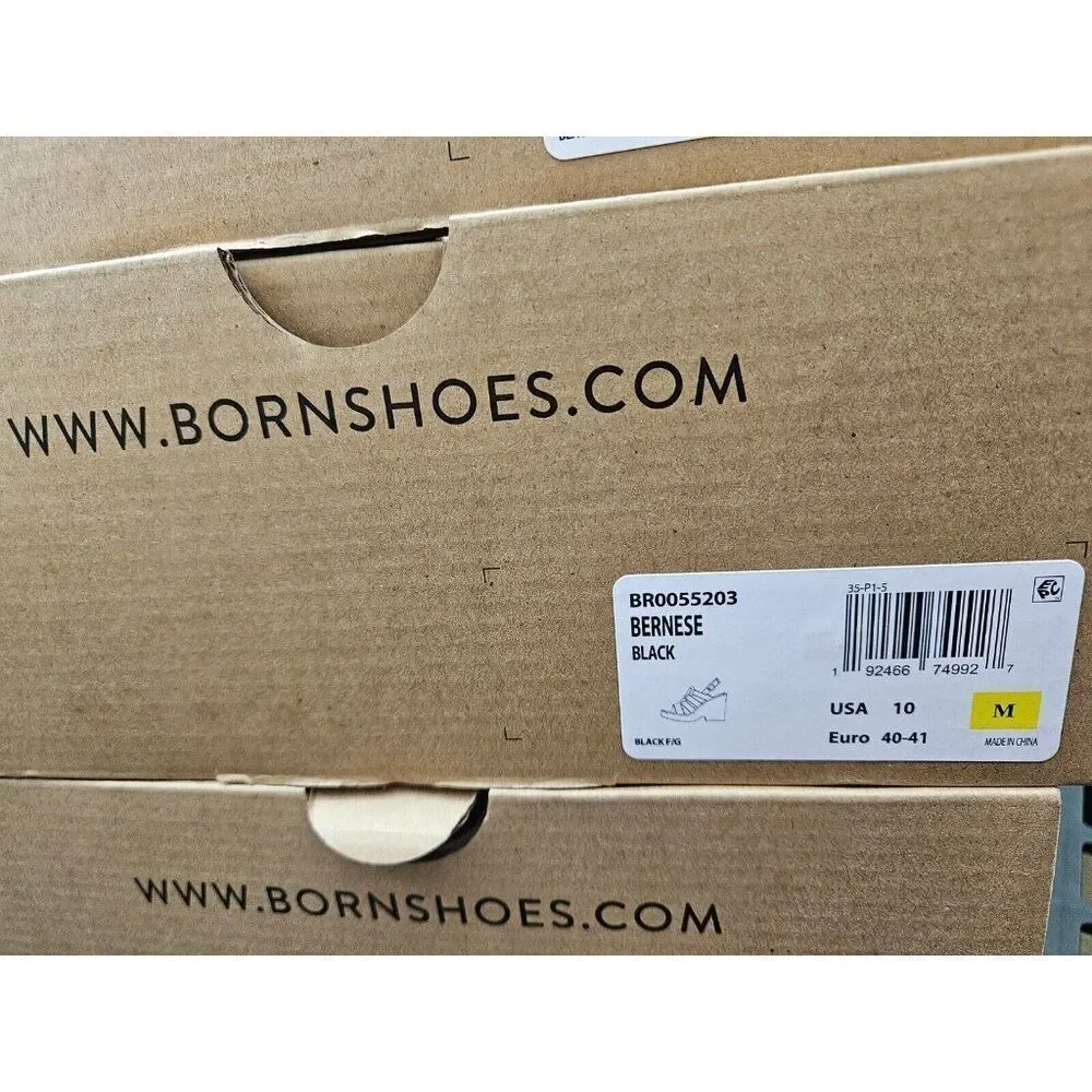 Born Womens Size 10 Bernese Cage‎ Black Leather Wedge Sandals Shoes